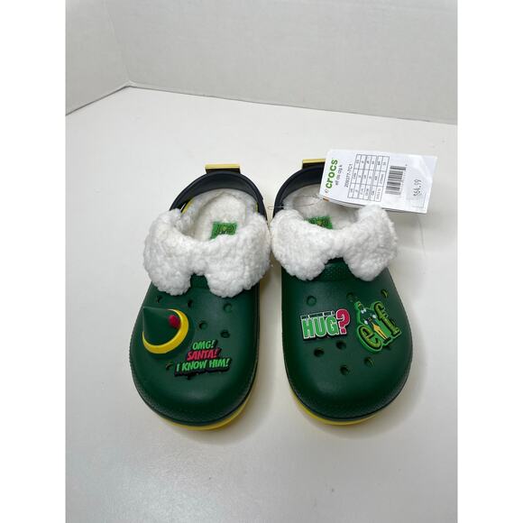 NEW Crocs x Elf Classic Clogs Kids Size 2 Green Yellow Christmas Buddy the Elf - Picture 3 of 9
